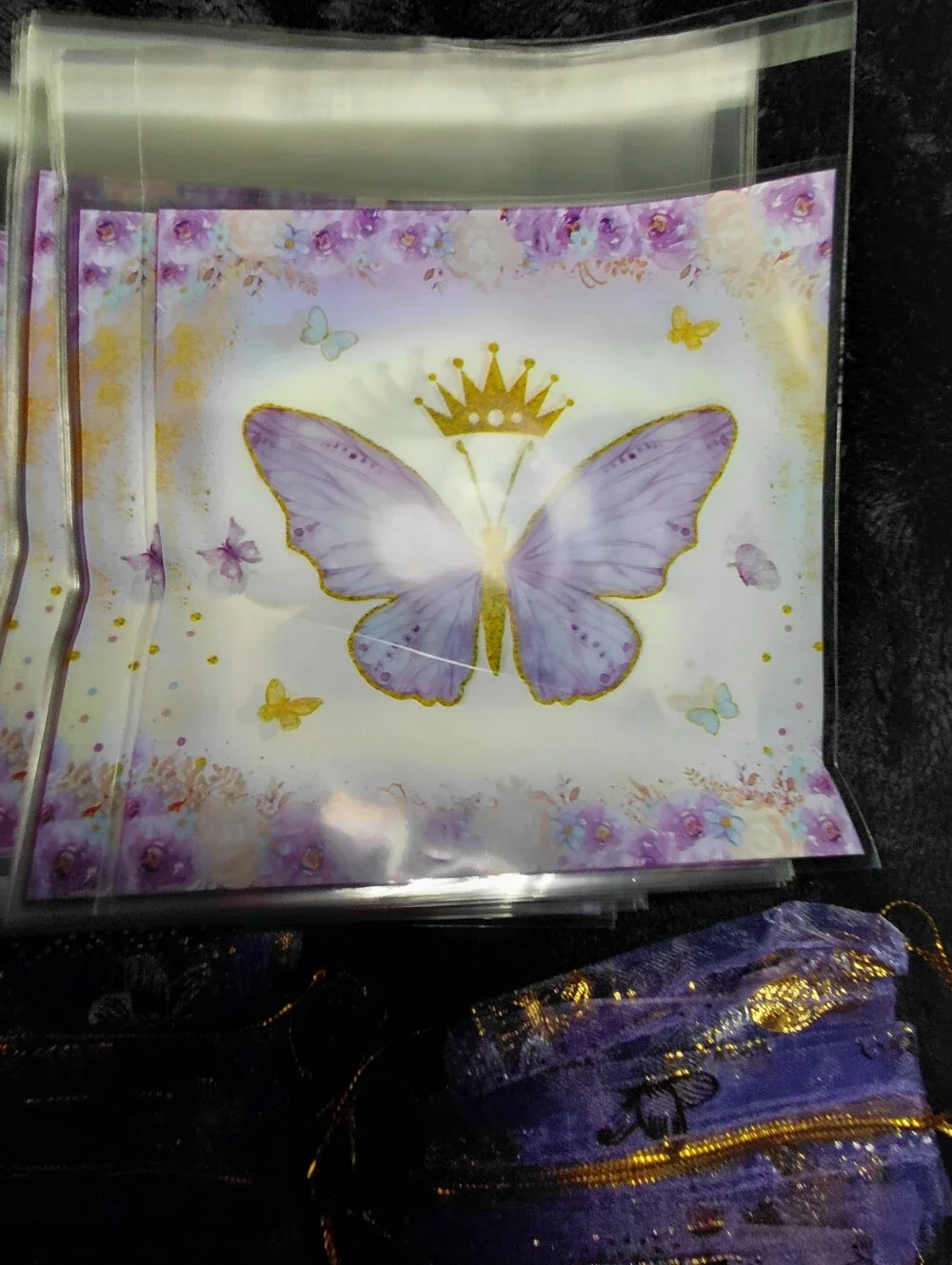 20ct. 10pcs 3x5 Purple Organza And 10pcs 5.5x6.5 Purple Butterfly Resealable Bag